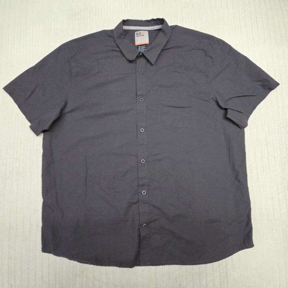 5.11 Tactical Shirt Mens 2XL Gray Solid Short Sleeve Button-Up Workwear Casual